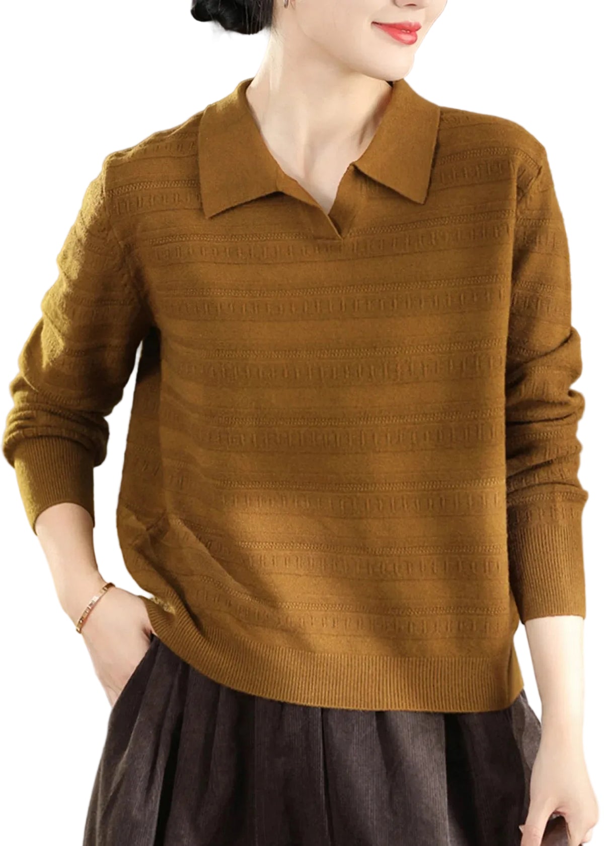 Women's Knit Sweater with Peter Pan Collar 0