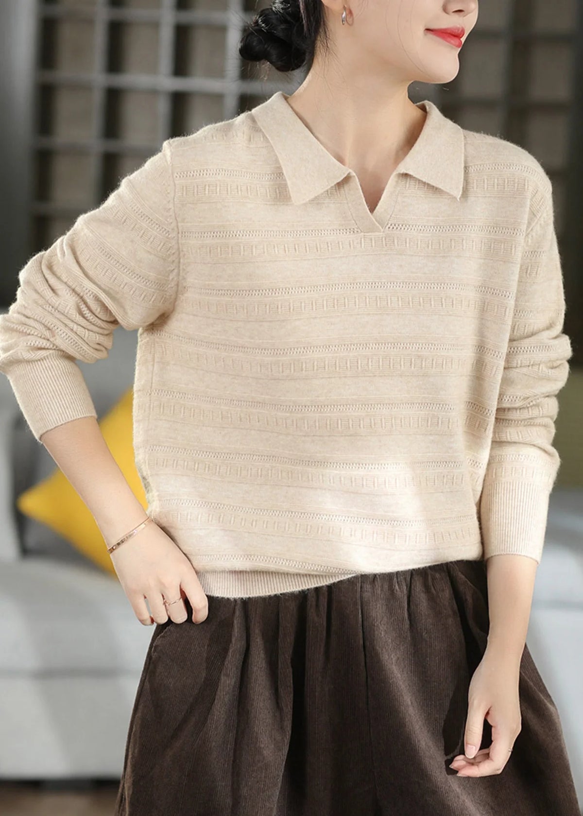 Women's Knit Sweater with Peter Pan Collar 2