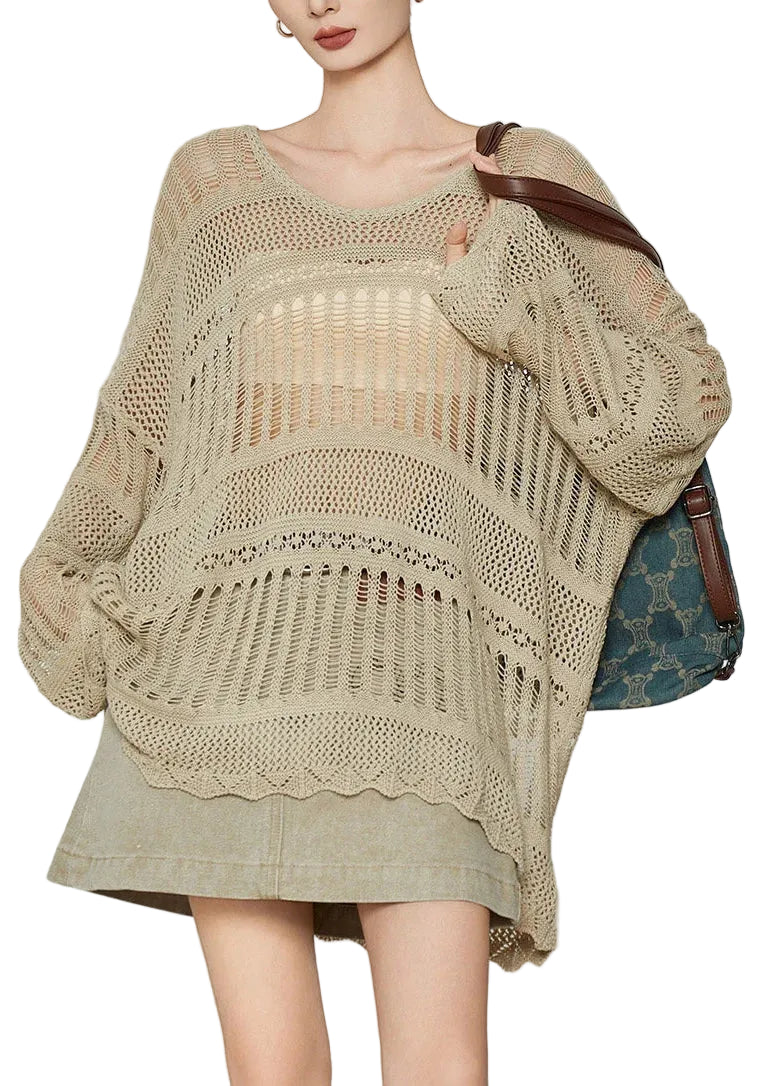 Women's Knit Top Slash Neck Hollow Out Style 1