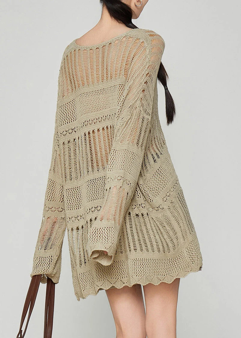 Women's Knit Top Slash Neck Hollow Out Style 4