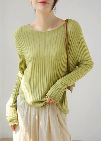 Women's Knit Top Vertical Ribbed Sheer Fit 1