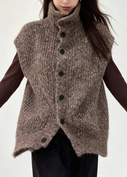 Women's Knit Waistcoat Patchwork Button Style 1