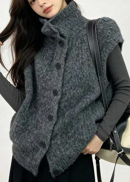 Women's Knit Waistcoat Turtleneck Short Sleeve 0