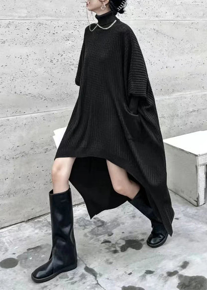 Women's Knitwear Dress Turtleneck Asymmetrical Pockets 3