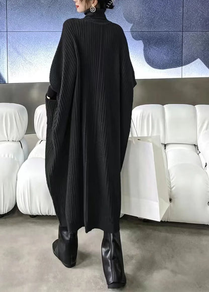 Women's Knitwear Dress Turtleneck Asymmetrical Pockets 4