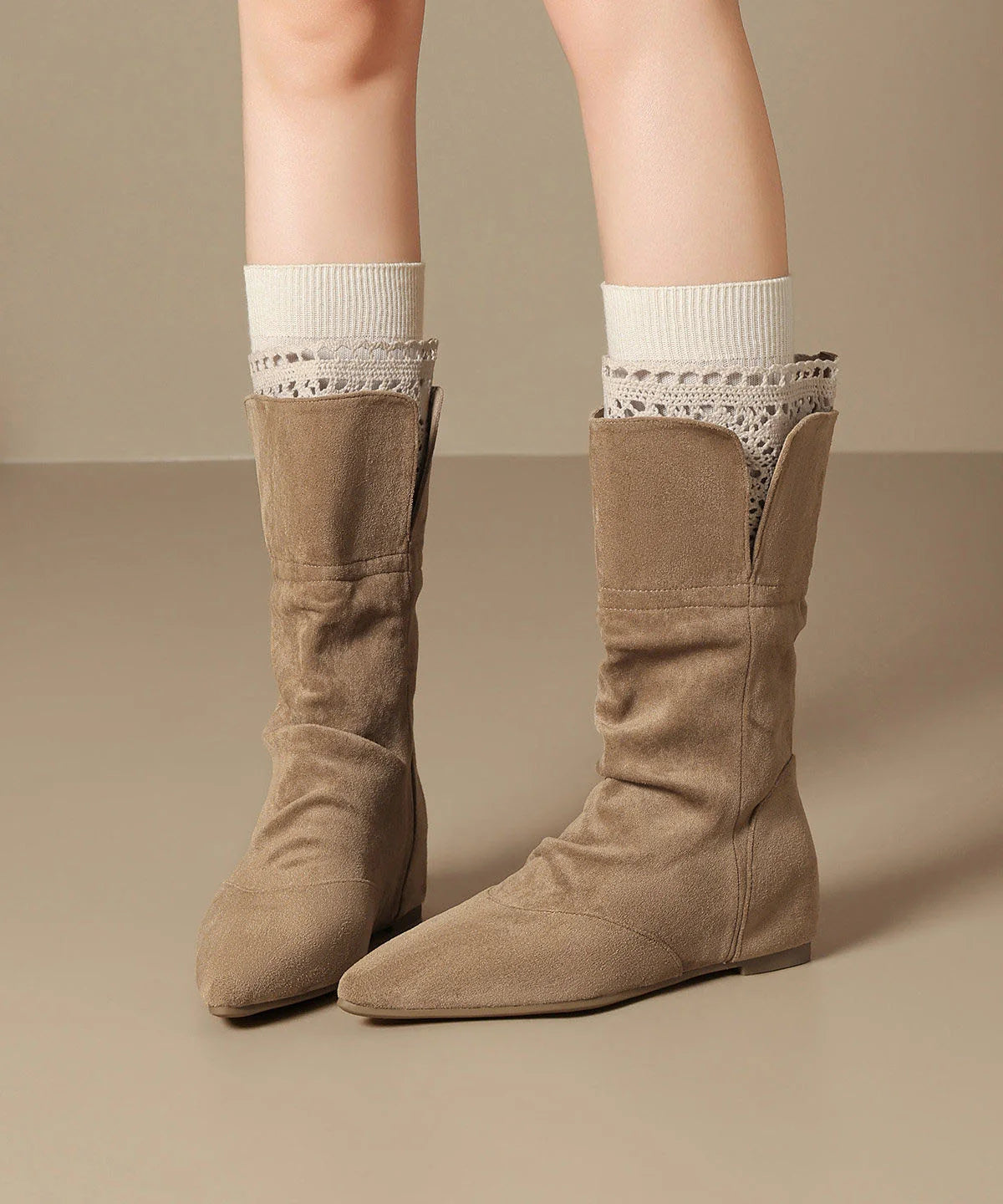 Women's Lace-Up Boots Spliced Design 1