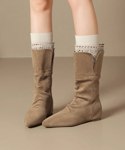 Women's Lace-Up Boots Spliced Design 1