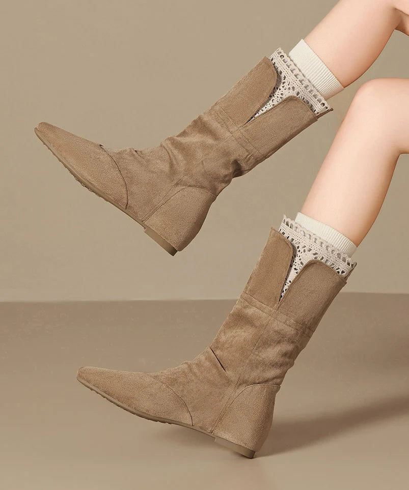 Women's Lace-Up Boots Spliced Design 2