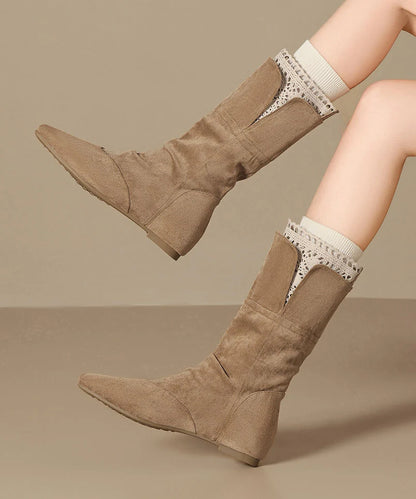 Women's Lace-Up Boots Spliced Design 2