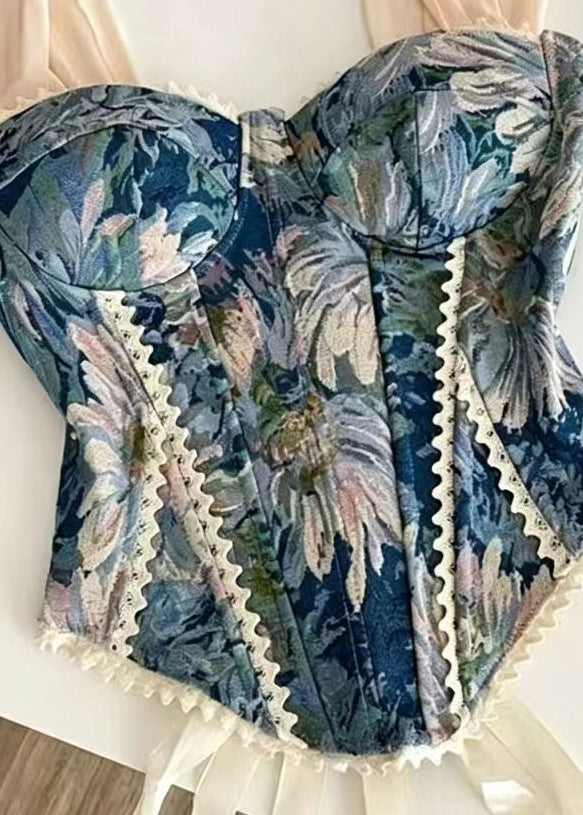 Women's Lace Up Patchwork Top Jacquard Style 2