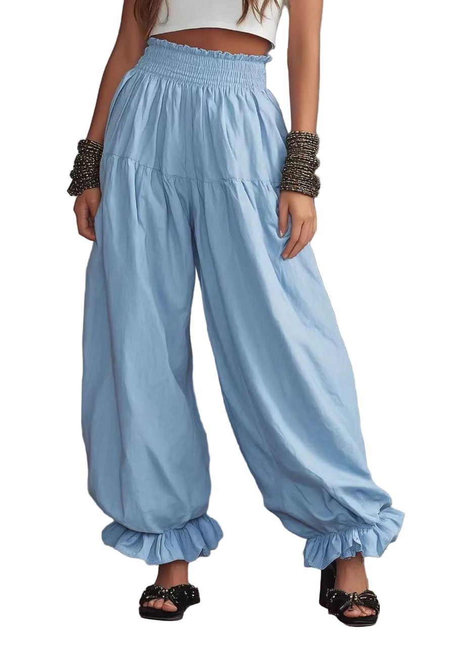 Women's Lantern Pants Casual Ruffled Style 0