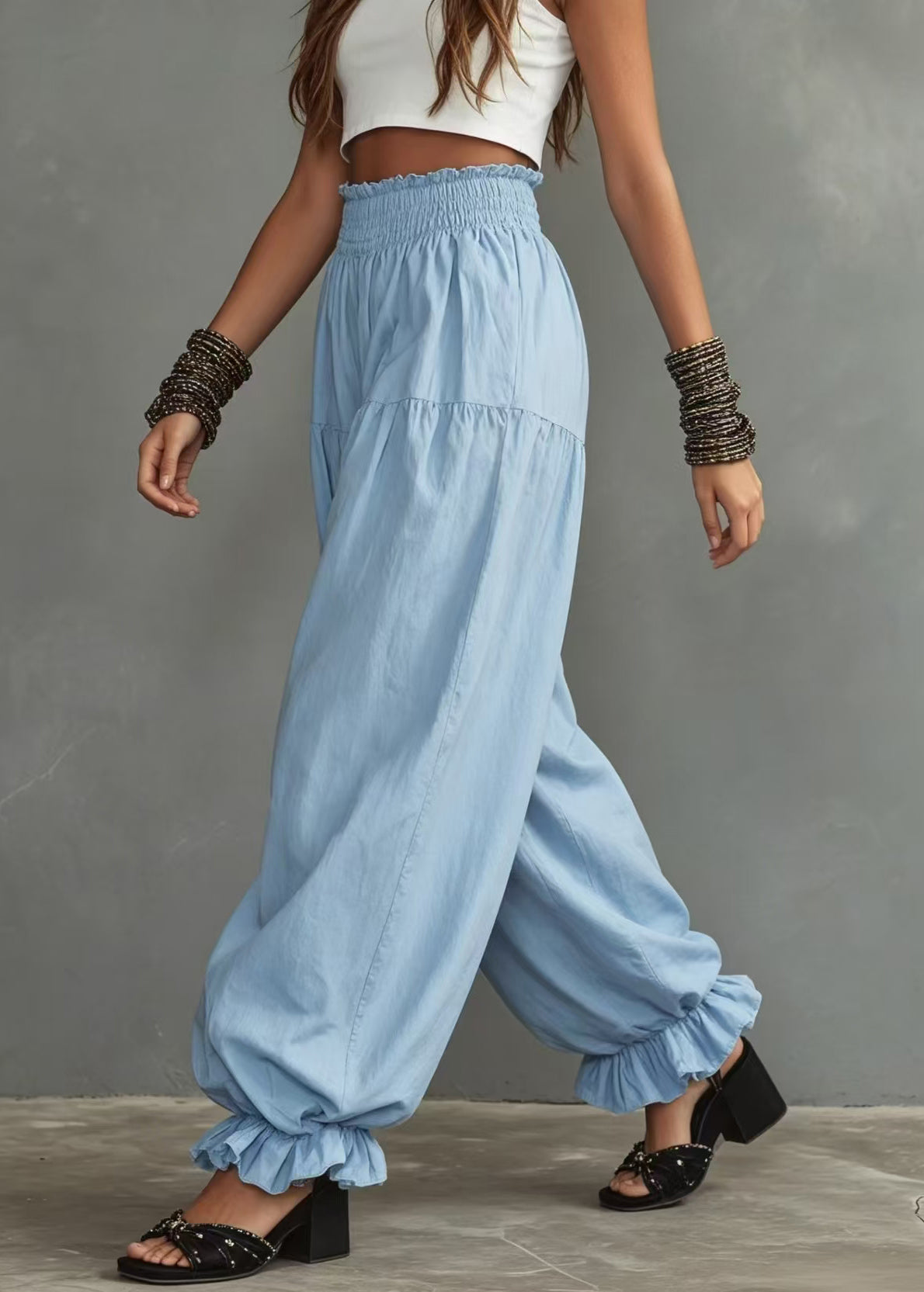 Women's Lantern Pants Casual Ruffled Style 2