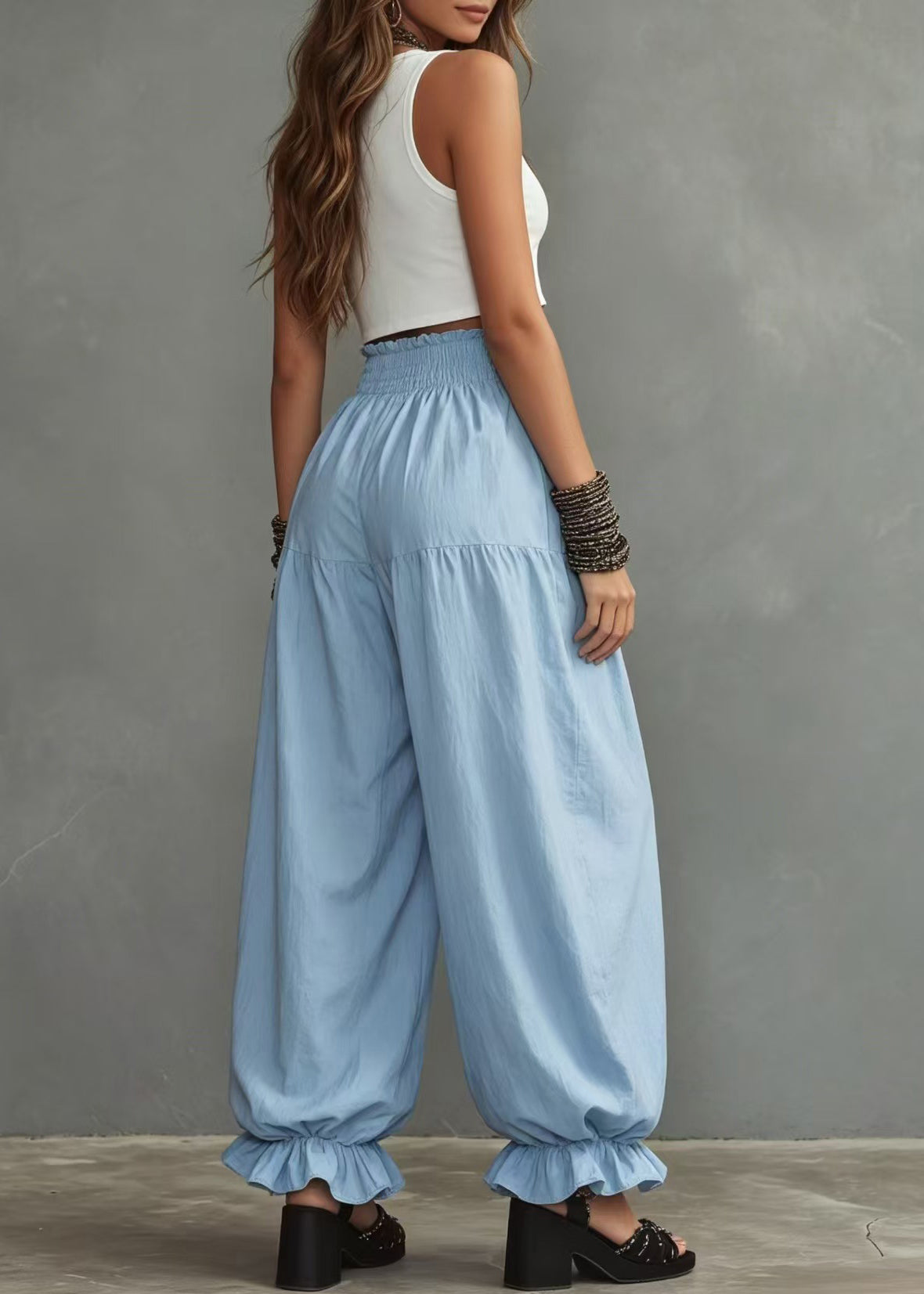 Women's Lantern Pants Casual Ruffled Style 3