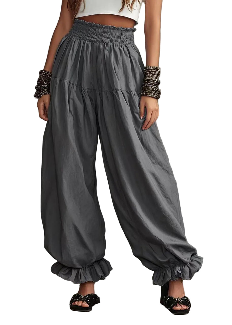 Women's Lantern Pants Oversized Ruffled High Waist 0
