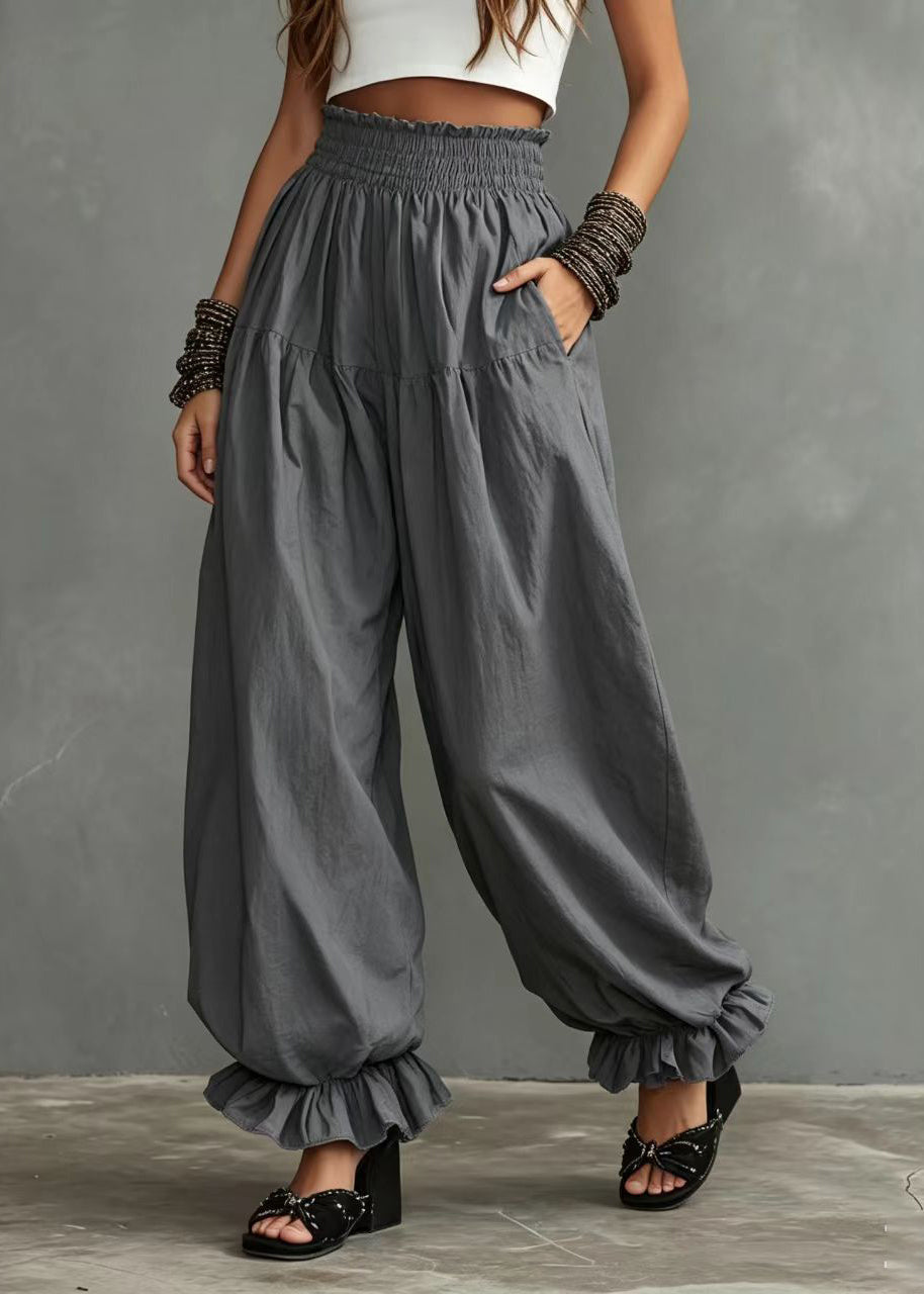 Women's Lantern Pants Oversized Ruffled High Waist 1