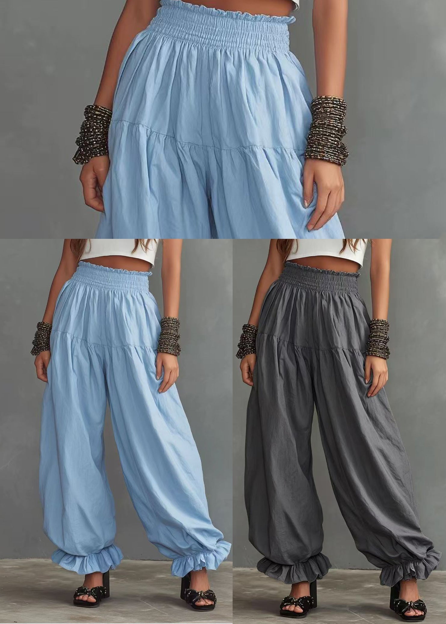 Women's Lantern Pants Oversized Ruffled High Waist 4