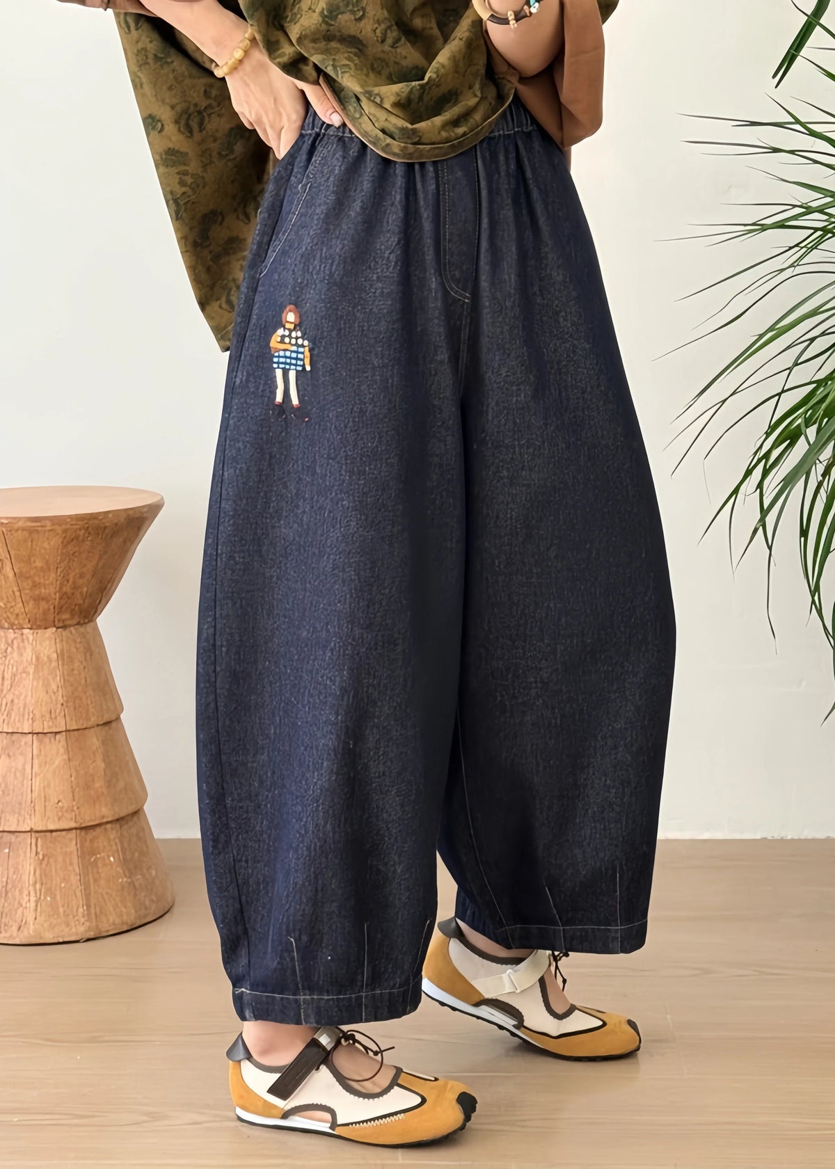 Women's Lantern Pants Plus Size Patchwork Embroidered Design 1