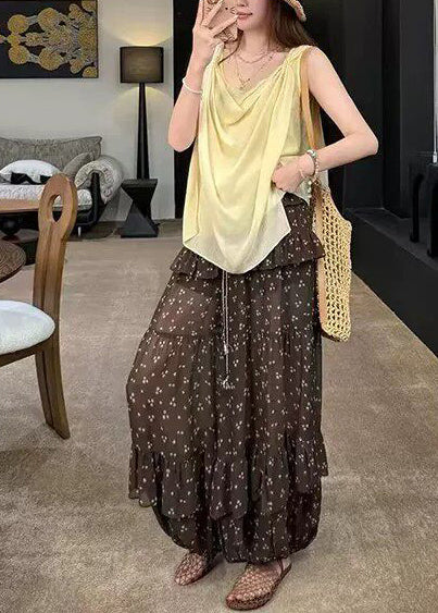 Women's Lantern Pants Ruffled Drawstring Print 2