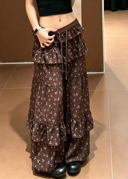 Women's Lantern Trousers Ruffled Drawstring Print 2