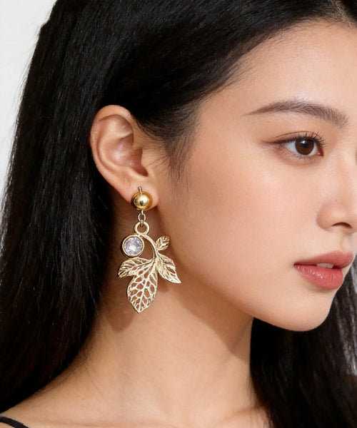 Women's Leaf Drop Earrings Hollow Design 0