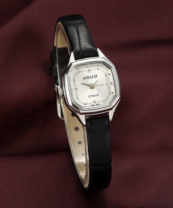 Women's Leather Patchwork Watch with Zircon Accents 3