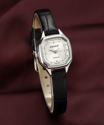 Women's Leather Patchwork Watch with Zircon Accents 3