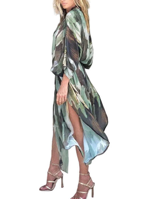Women's Long Cardigan Striped Side Open Summer Style 2