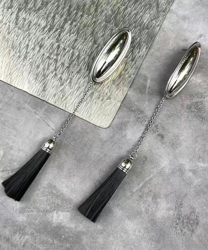 Women's Long Chain Tassel Drop Earrings Retro Style 4