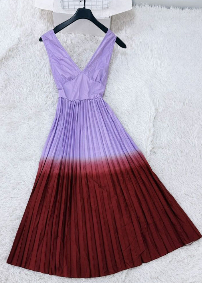 Women’s Long Dress Colorblock Backless Spaghetti Strap 1