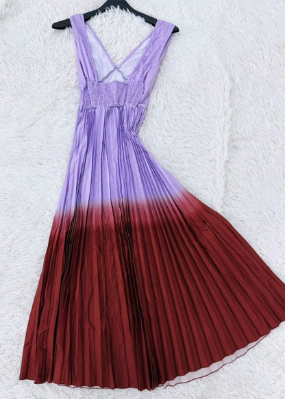 Women’s Long Dress Colorblock Backless Spaghetti Strap 3