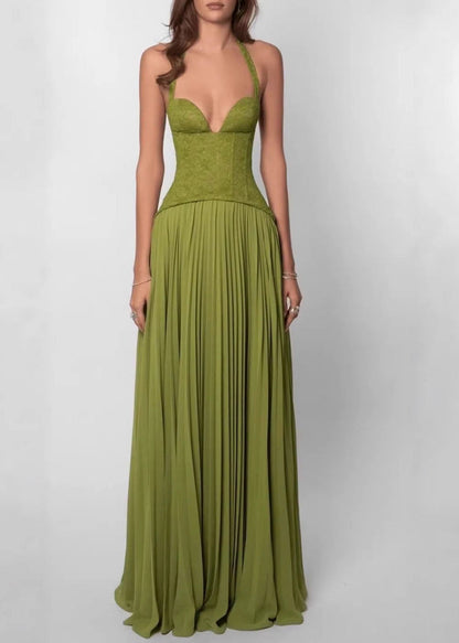 Women's Long Dress Halter Backless Cross Strap Sleeveless 1