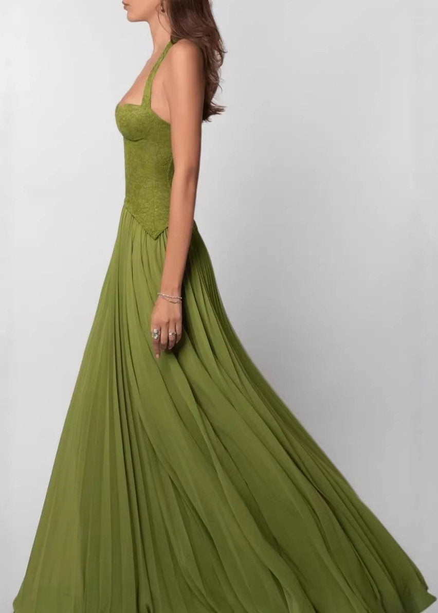 Women's Long Dress Halter Backless Cross Strap Sleeveless 2