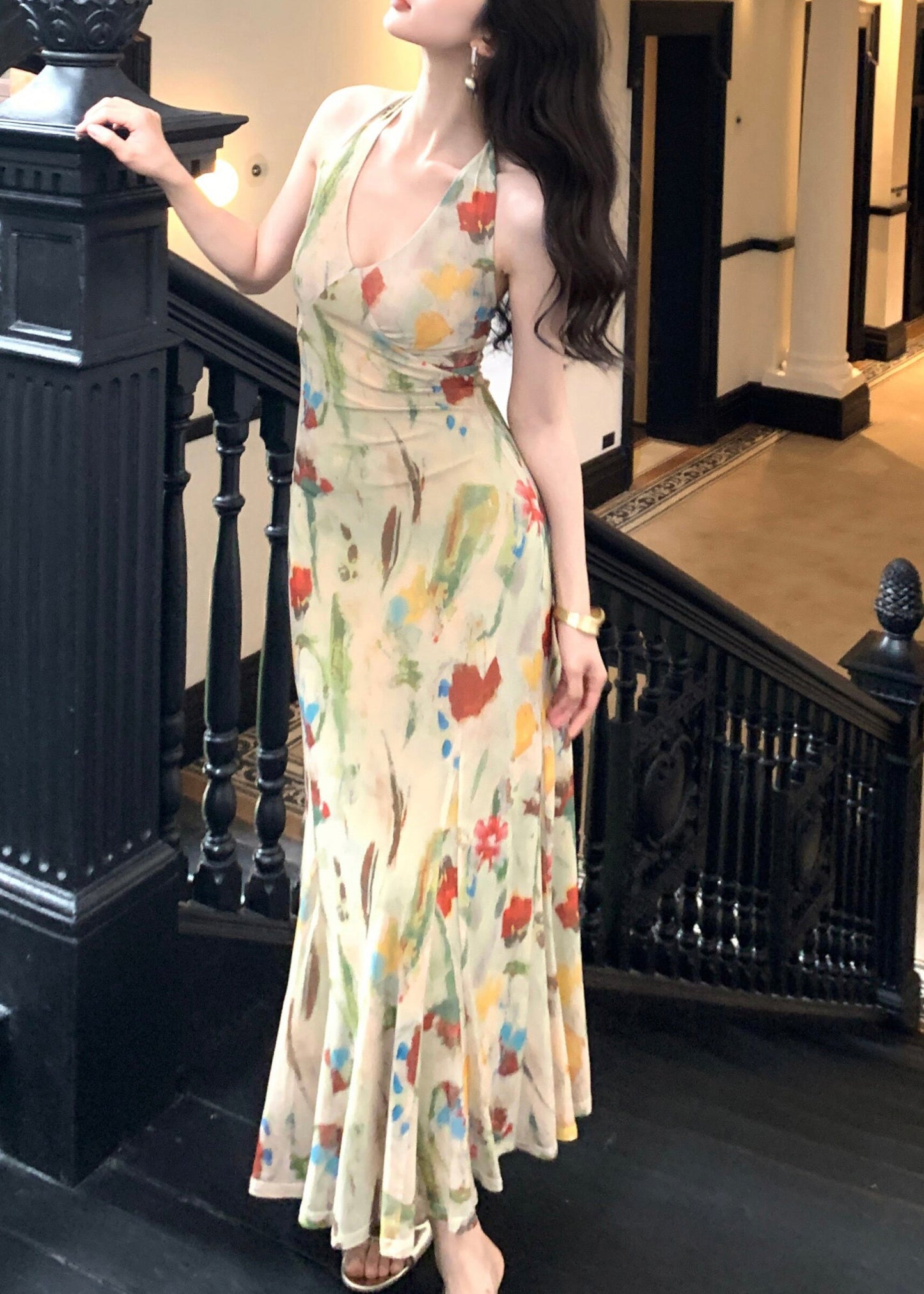 Women's Long Dress Halter Print Sleeveless 2