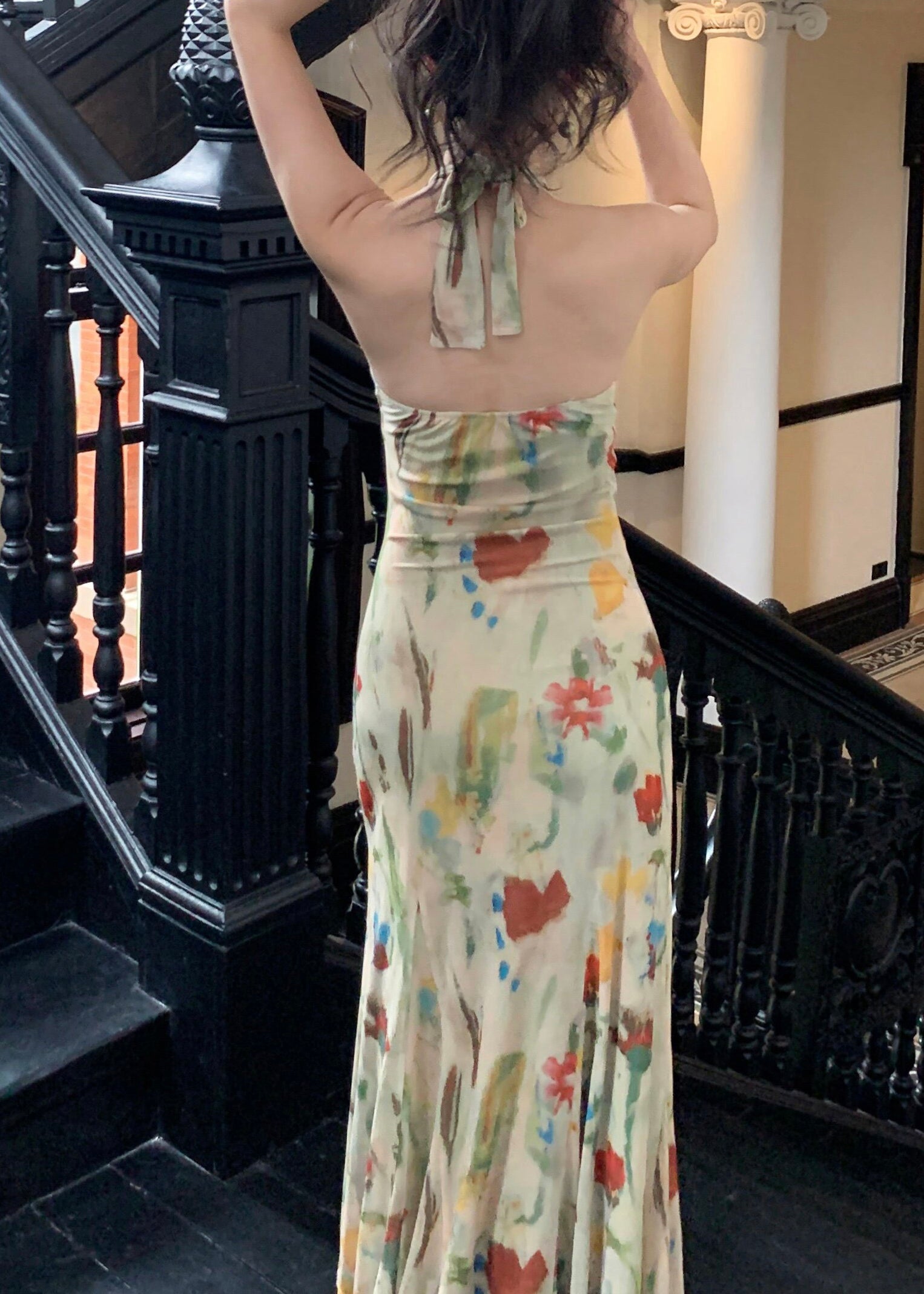 Women's Long Dress Halter Print Sleeveless 3