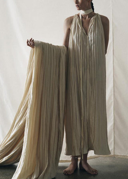 Women's Long Dress Lace-Up Wrinkled Style Summer 1