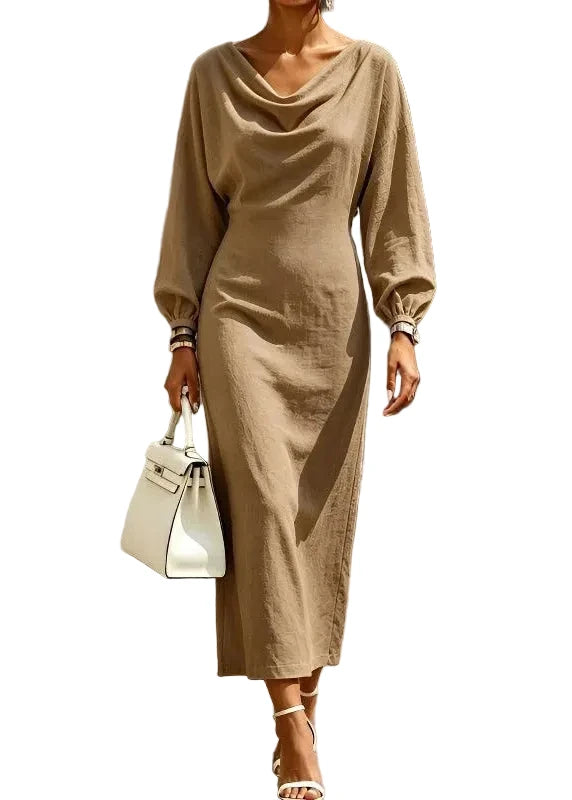 Women's Long Dress Lantern Sleeve Casual Style 0
