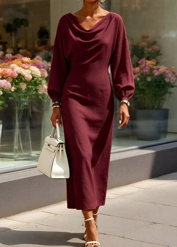 Women's Long Dress Lantern Sleeve Casual Style 2