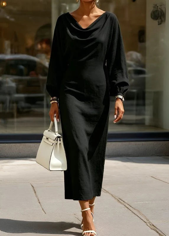 Women's Long Dress Lantern Sleeve Casual Style 4