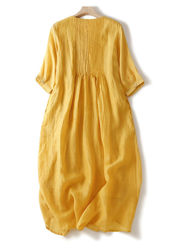 Women's Long Dress Patchwork Wrinkled Style Short Sleeve 1