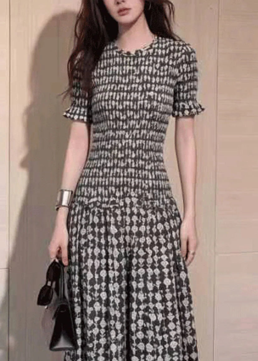 Women's Long Dress Plaid Print Slim Fit 4