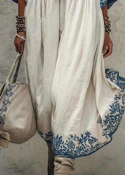Women's Long Dress Printed Wrinkled Half Sleeve Plus Size 3