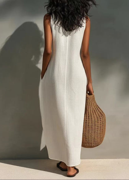 Women's Long Dress V Neck Cut Out Sleeveless Fitted Style 2