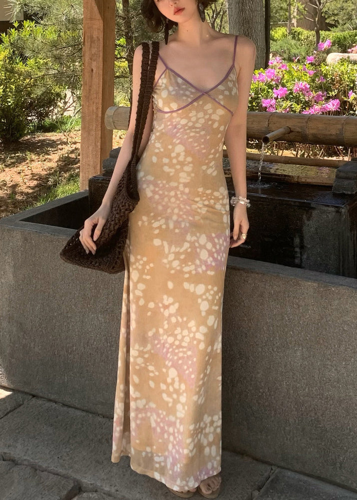 Women's Long Dress V Neck Patchwork Sleeveless Spaghetti Strap 2