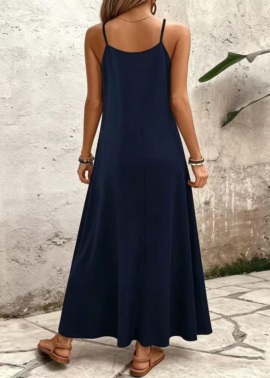 Women's Long Dress V Neck Printed Spaghetti Strap Summer Style 3