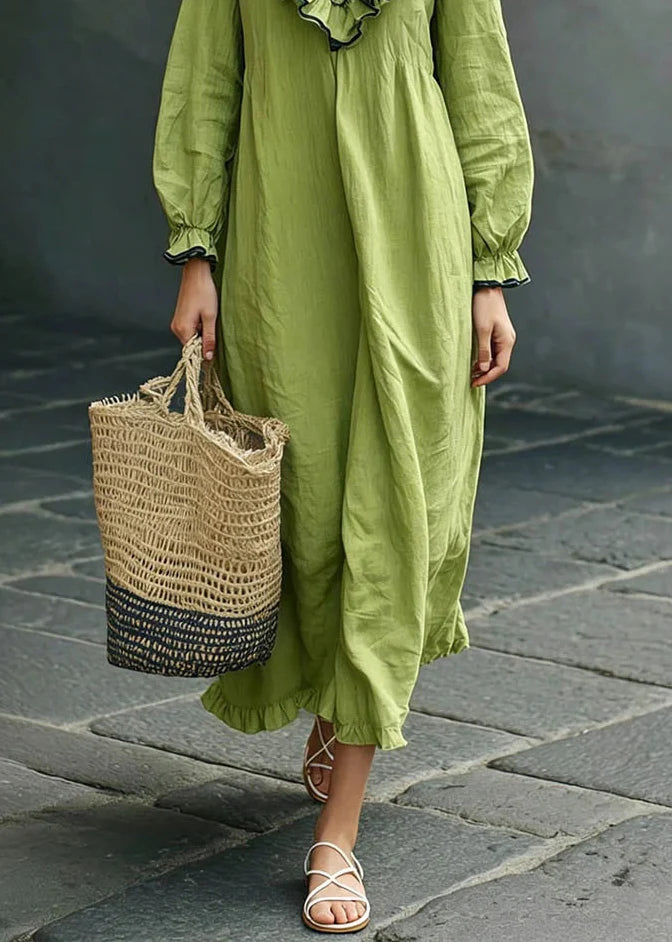 Women's Long Dress V Neck Puff Sleeve 3