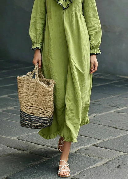Women's Long Dress V Neck Puff Sleeve 3