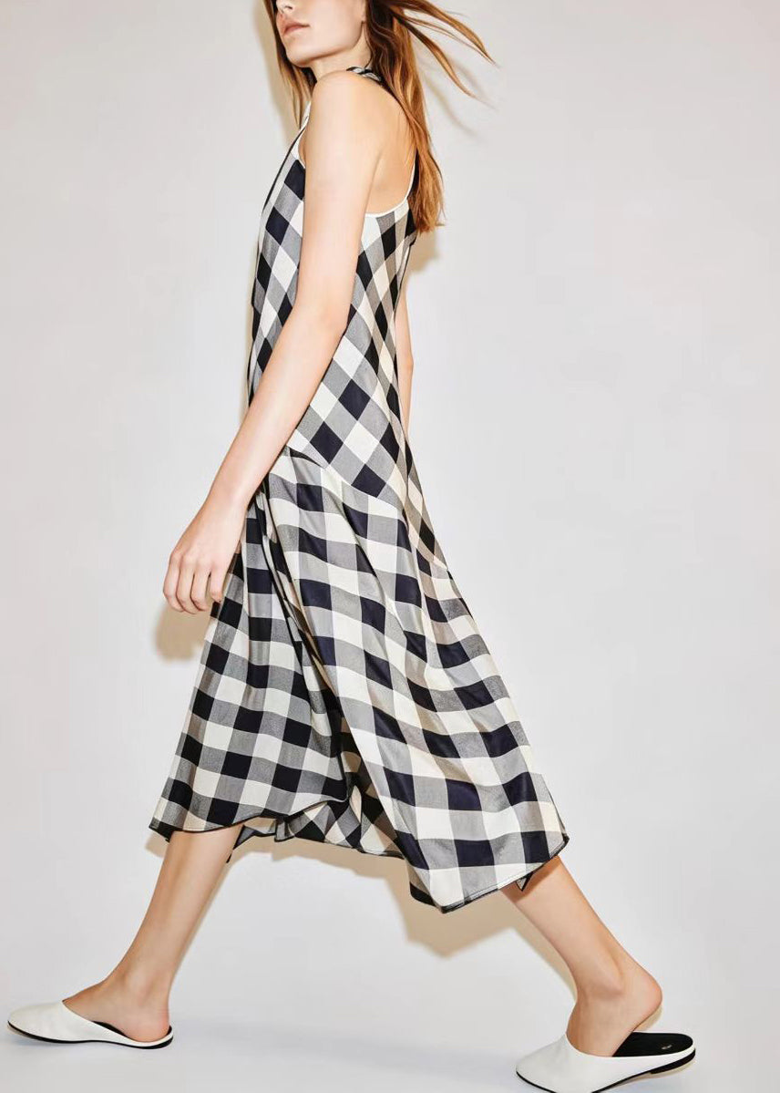 Women's Long Dress Vintage Plaid Asymmetrical Style 2