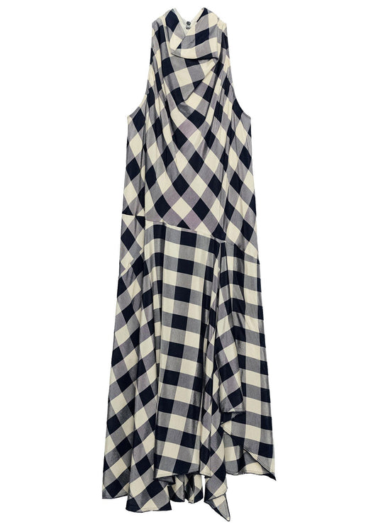 Women's Long Dress Vintage Plaid Asymmetrical Style 4