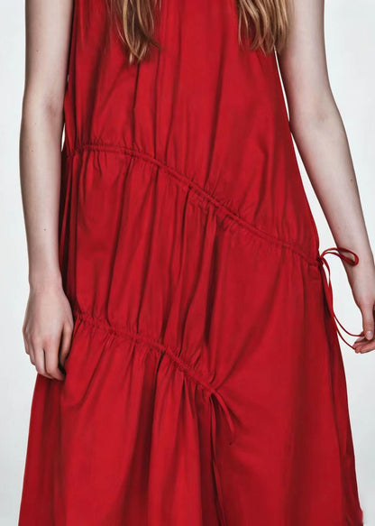 Women's Long Dress Wrinkled Drawstring Summer Style 2
