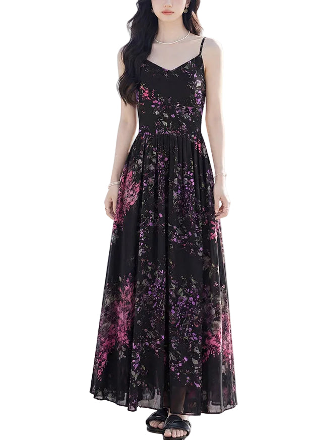 Women’s Long Dress Wrinkled Spaghetti Strap Sleeveless 1